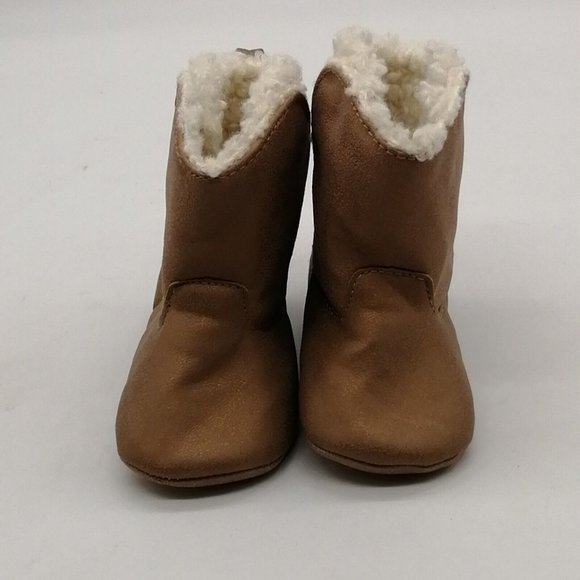 Carters Toddler Bootie Tan Hook & Loop Closure Faux Fur Lined 6 - 9 Months - Picture 4 of 9
